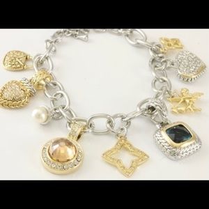 18K White And Yellow Gold Plated Charm Bracelet